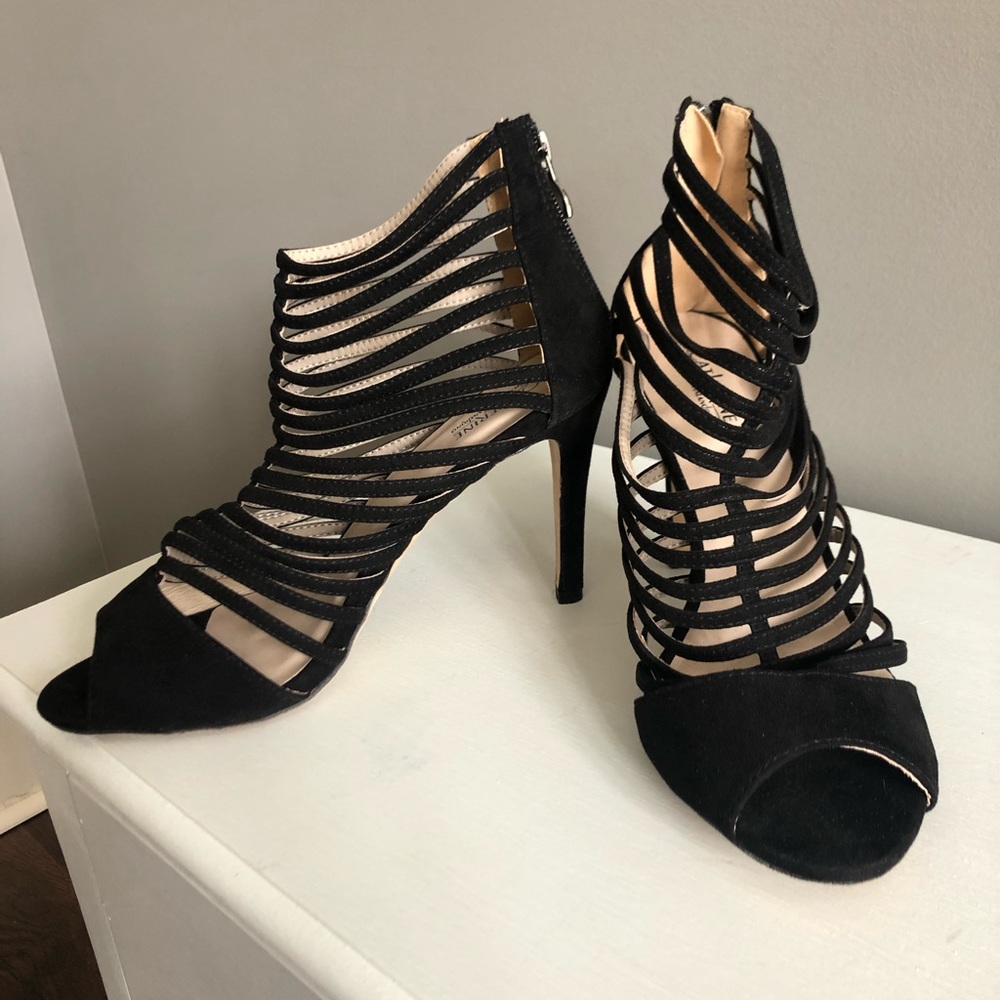 Black strappy heels